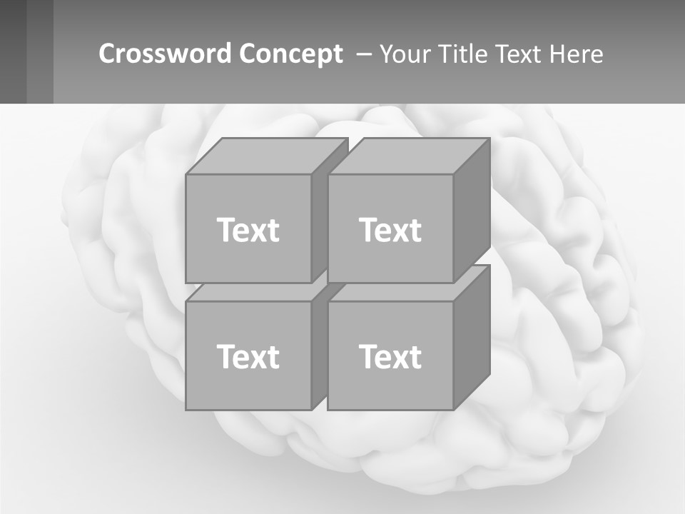 A White Brain Is Shown With A Gray Background PowerPoint Template