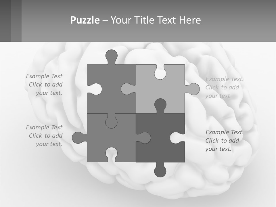 A White Brain Is Shown With A Gray Background PowerPoint Template