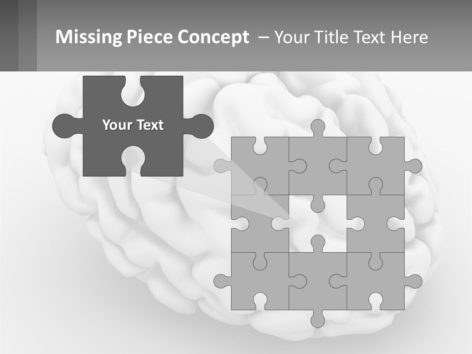 A White Brain Is Shown With A Gray Background PowerPoint Template