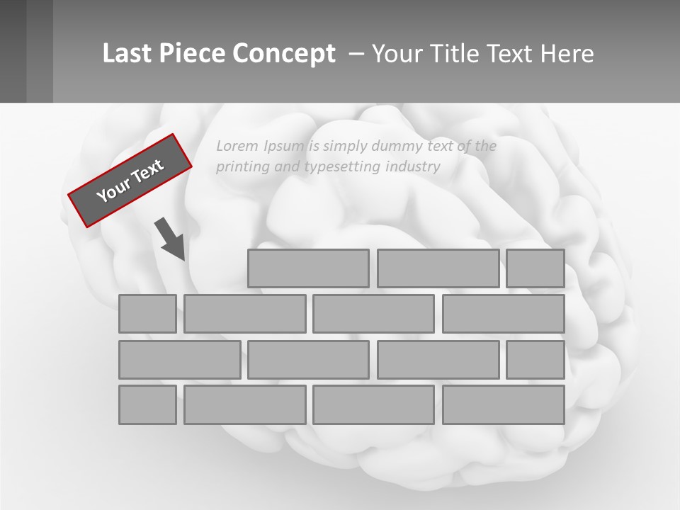 A White Brain Is Shown With A Gray Background PowerPoint Template
