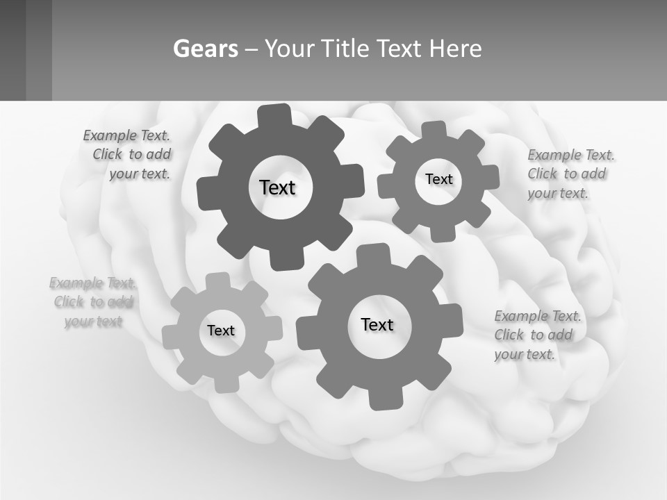 A White Brain Is Shown With A Gray Background PowerPoint Template