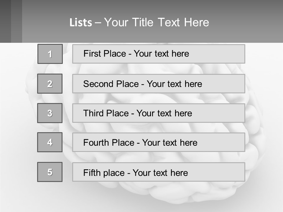 A White Brain Is Shown With A Gray Background PowerPoint Template
