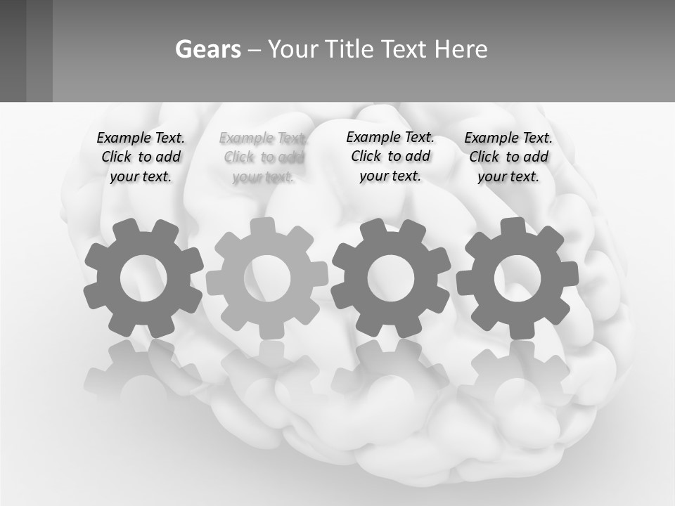 A White Brain Is Shown With A Gray Background PowerPoint Template