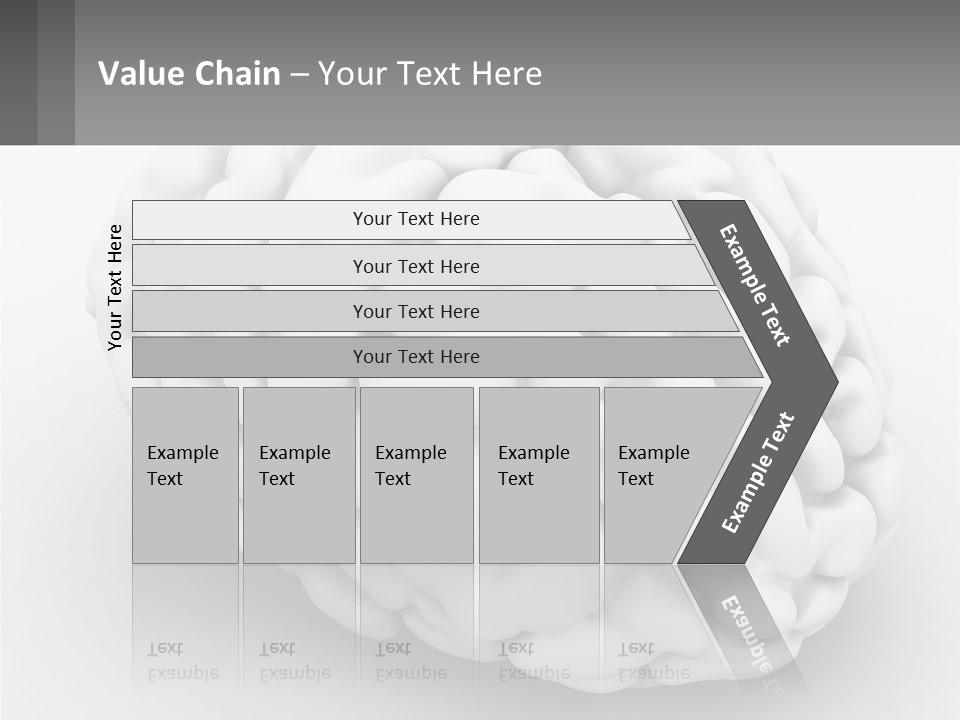 A White Brain Is Shown With A Gray Background PowerPoint Template