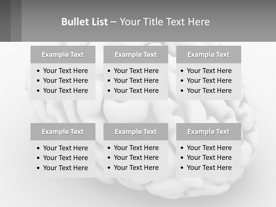 A White Brain Is Shown With A Gray Background PowerPoint Template