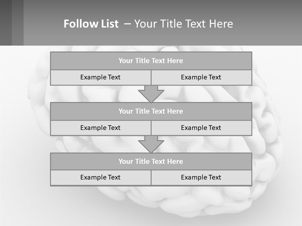 A White Brain Is Shown With A Gray Background PowerPoint Template