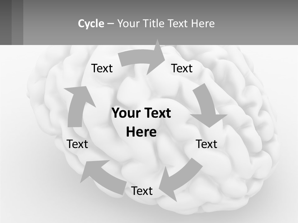 A White Brain Is Shown With A Gray Background PowerPoint Template