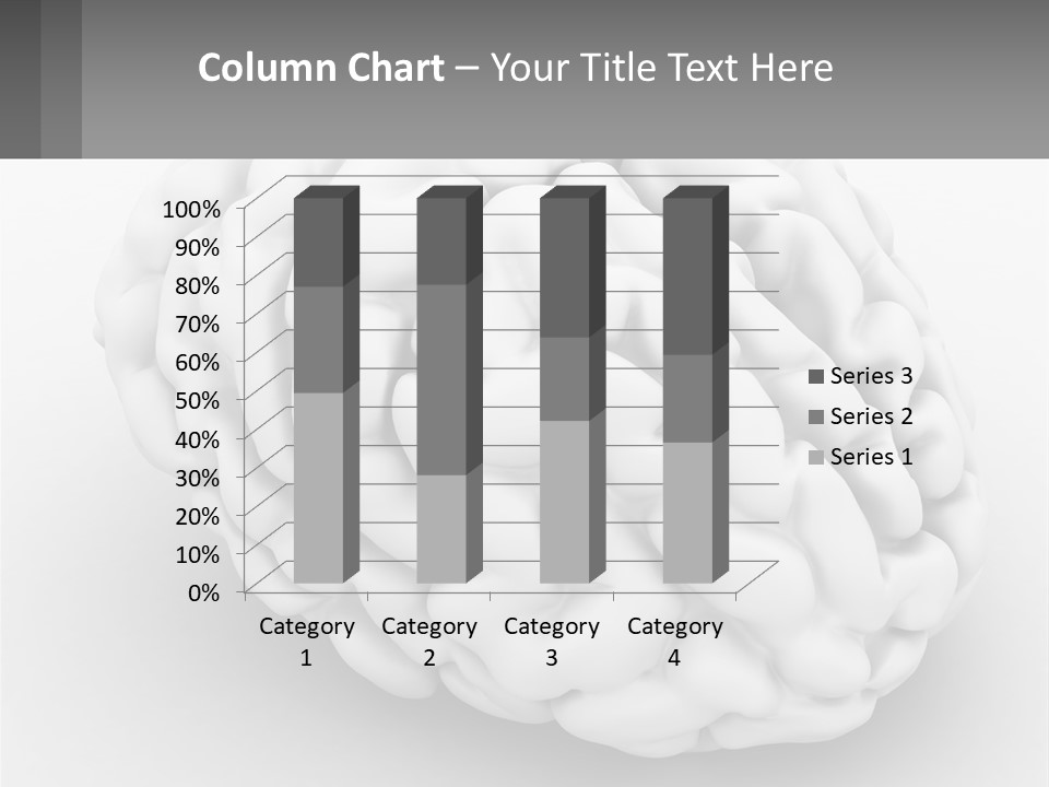 A White Brain Is Shown With A Gray Background PowerPoint Template