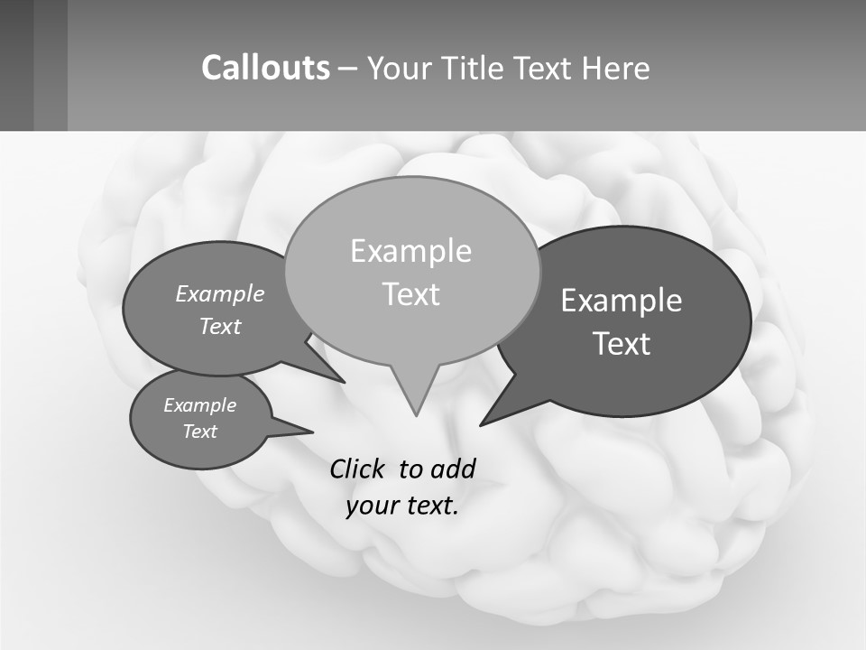 A White Brain Is Shown With A Gray Background PowerPoint Template