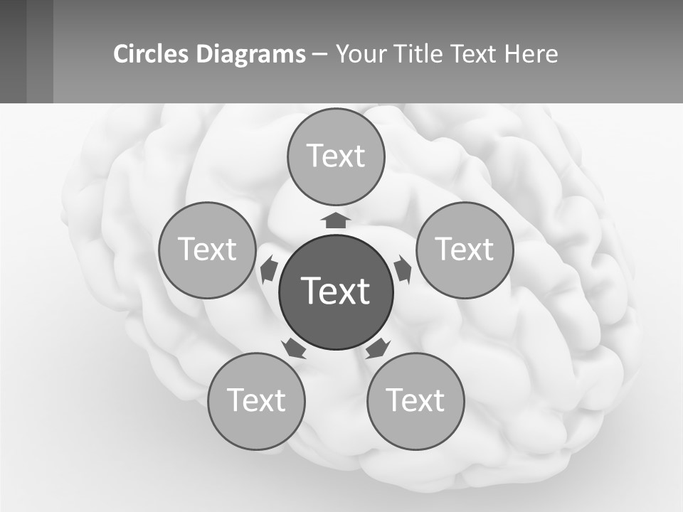 A White Brain Is Shown With A Gray Background PowerPoint Template