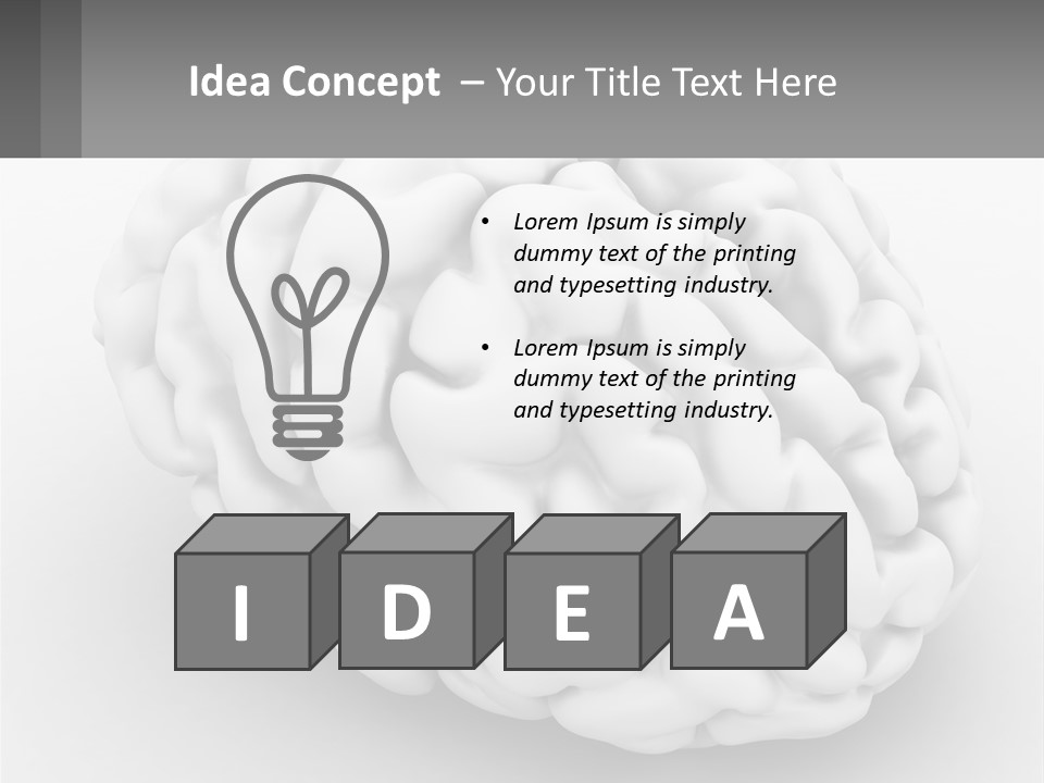 A White Brain Is Shown With A Gray Background PowerPoint Template