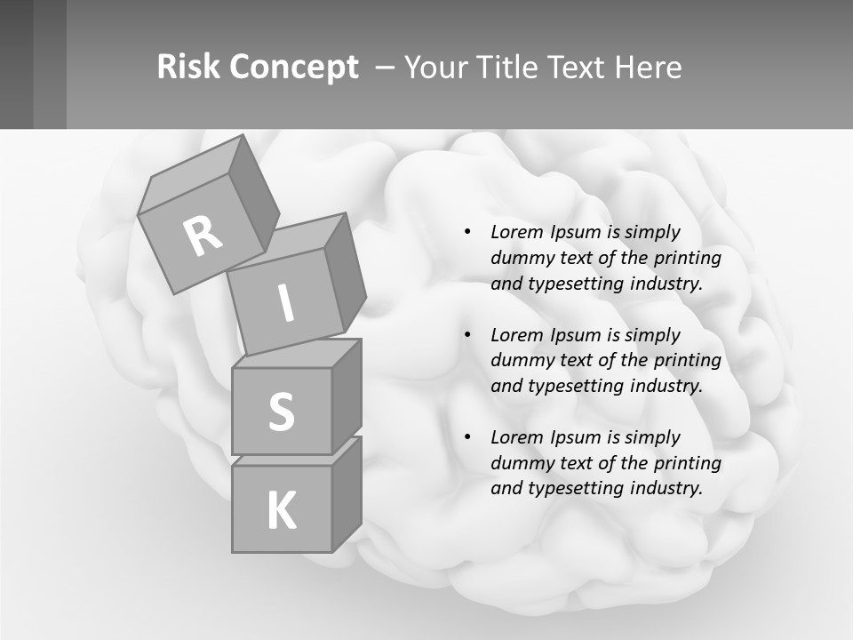 A White Brain Is Shown With A Gray Background PowerPoint Template