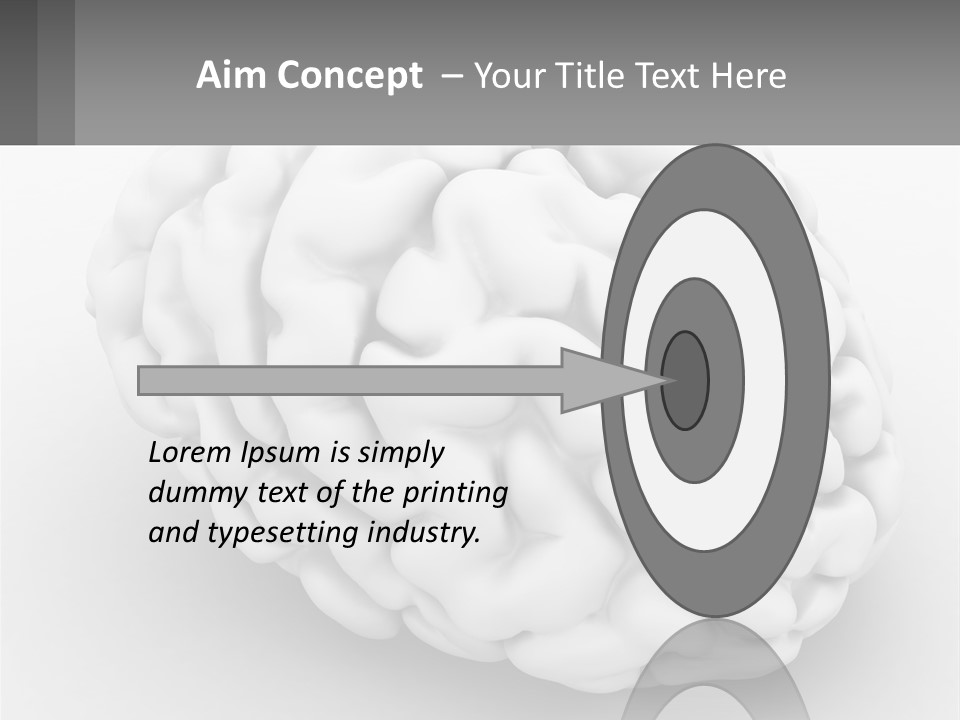 A White Brain Is Shown With A Gray Background PowerPoint Template