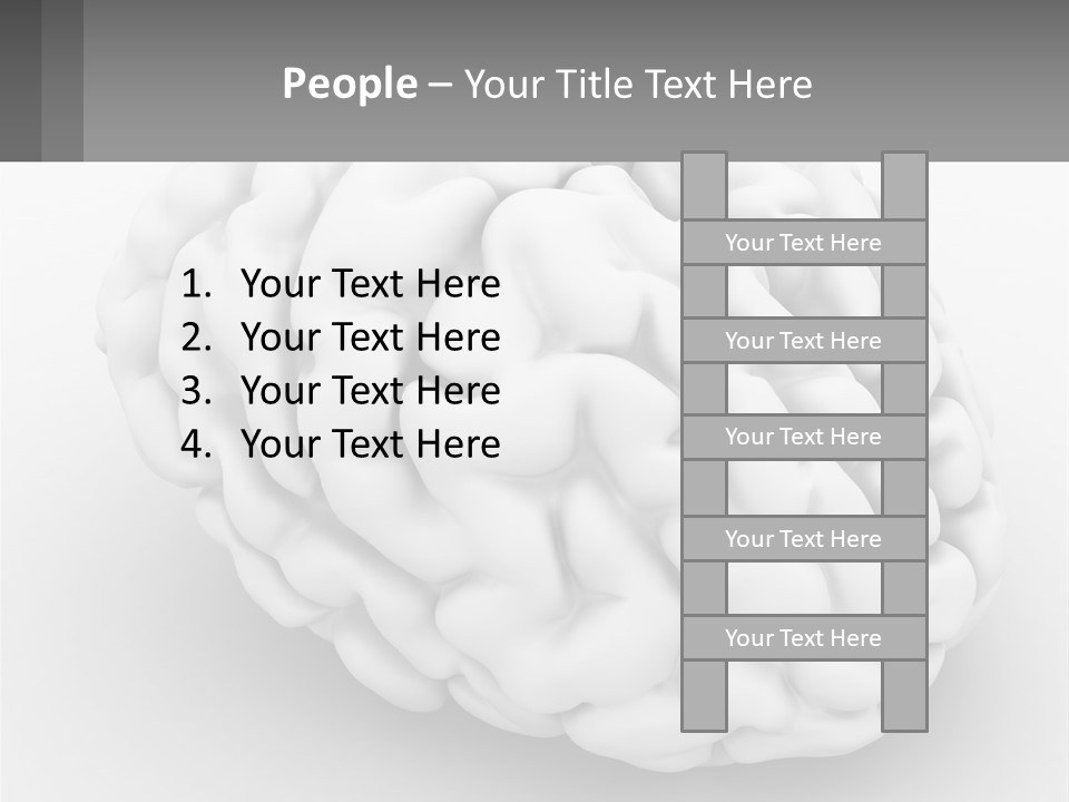 A White Brain Is Shown With A Gray Background PowerPoint Template