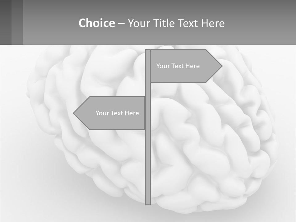 A White Brain Is Shown With A Gray Background PowerPoint Template