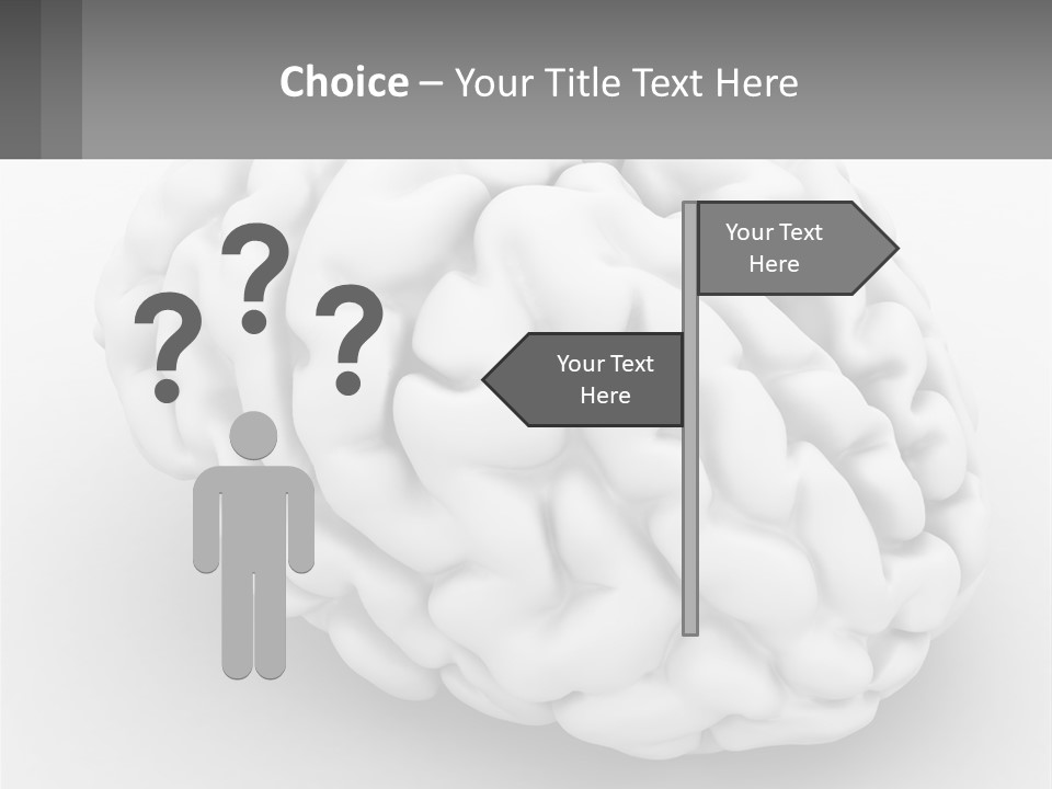 A White Brain Is Shown With A Gray Background PowerPoint Template