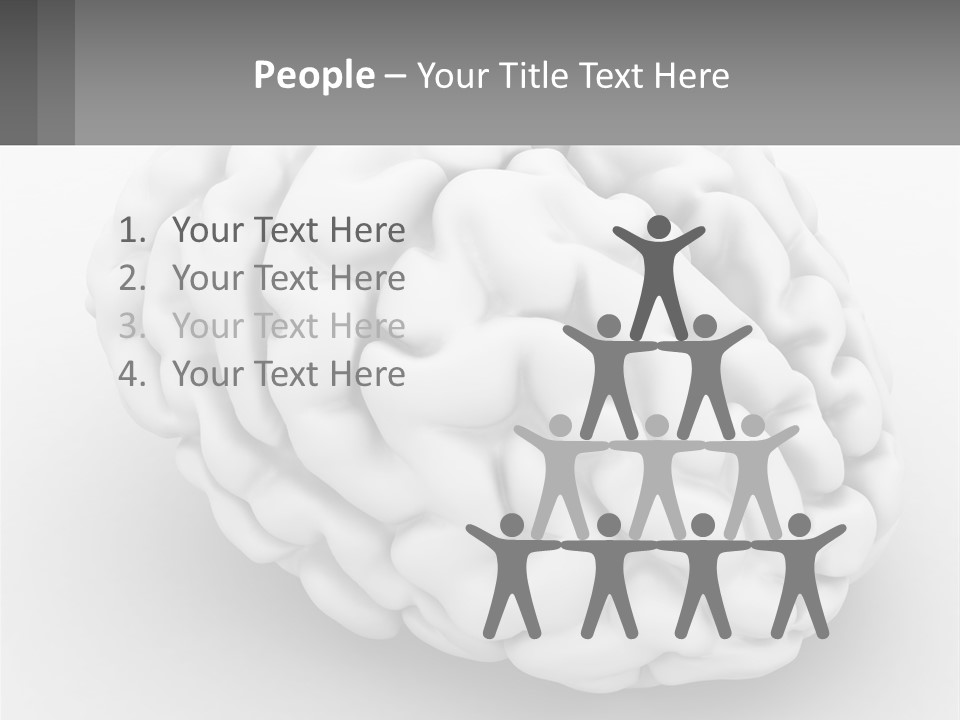 A White Brain Is Shown With A Gray Background PowerPoint Template
