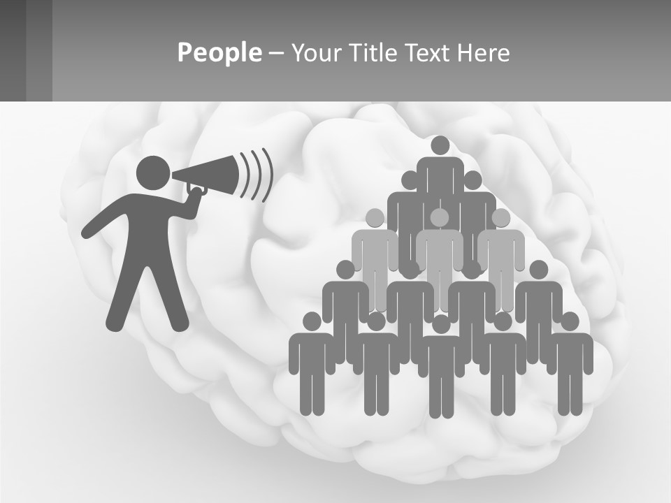 A White Brain Is Shown With A Gray Background PowerPoint Template