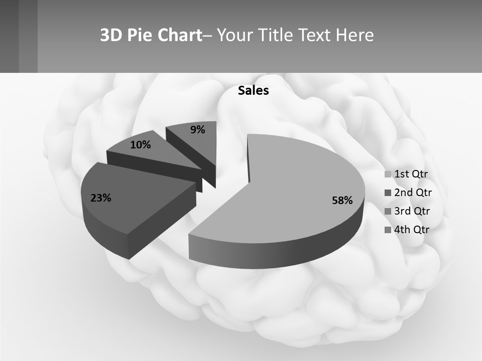 A White Brain Is Shown With A Gray Background PowerPoint Template