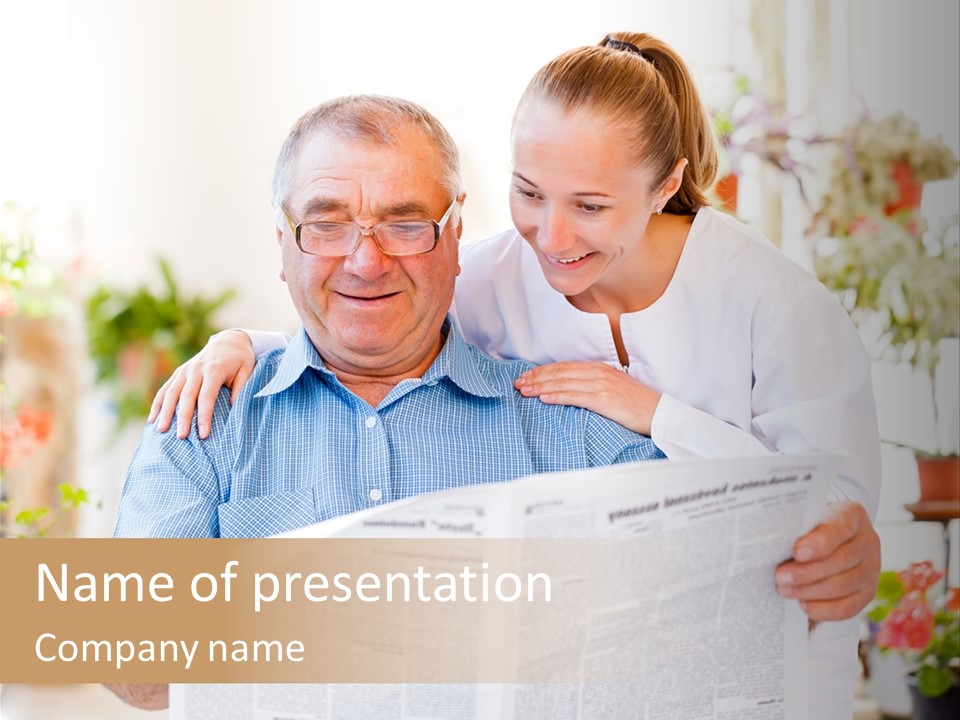 A Woman And A Man Reading A Newspaper PowerPoint Template