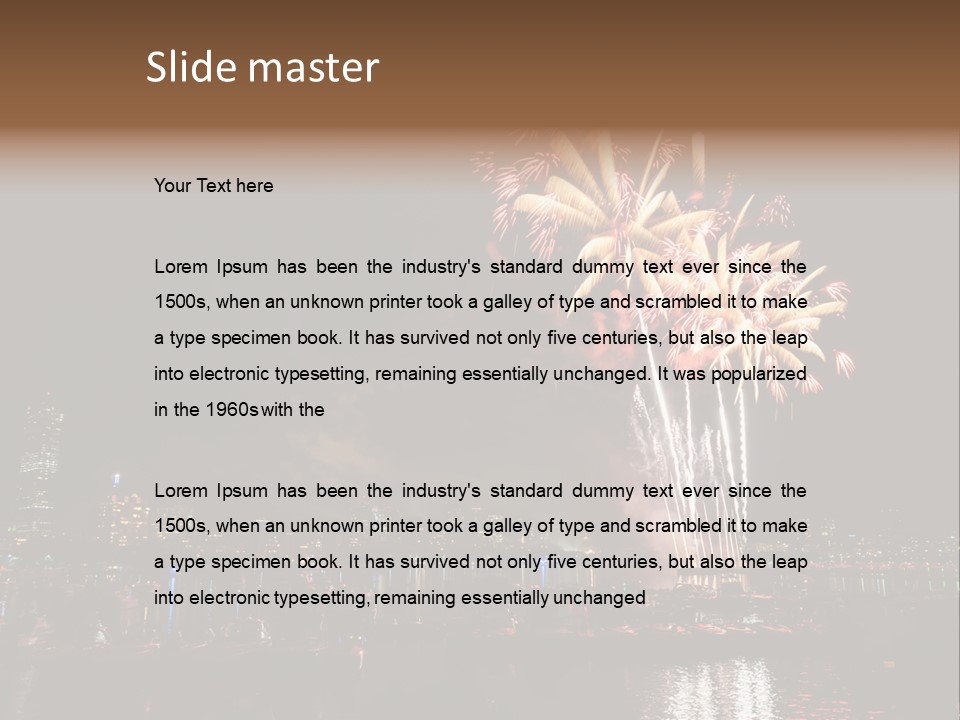 A Fireworks Display With A City Skyline In The Background PowerPoint Template