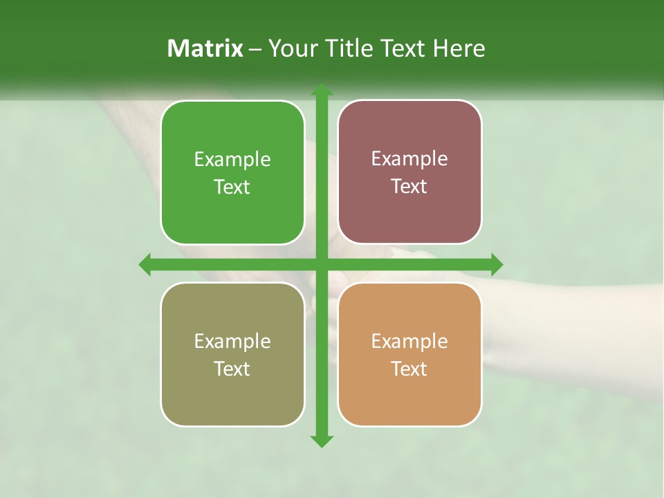 A Man Holding A Small Child's Hand In Front Of A Green Field PowerPoint Template