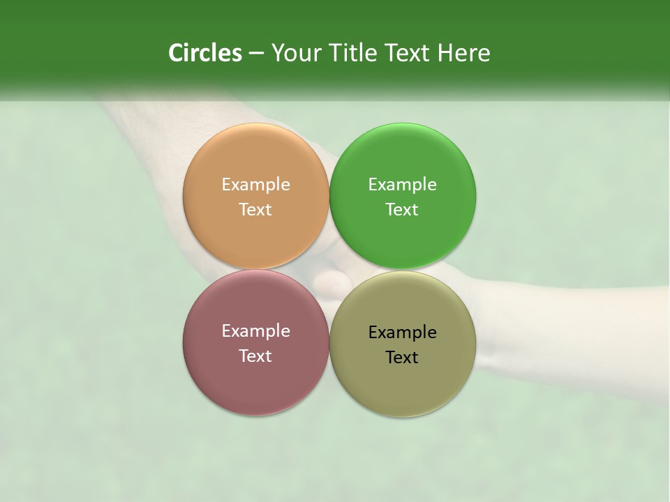 A Man Holding A Small Child's Hand In Front Of A Green Field PowerPoint Template