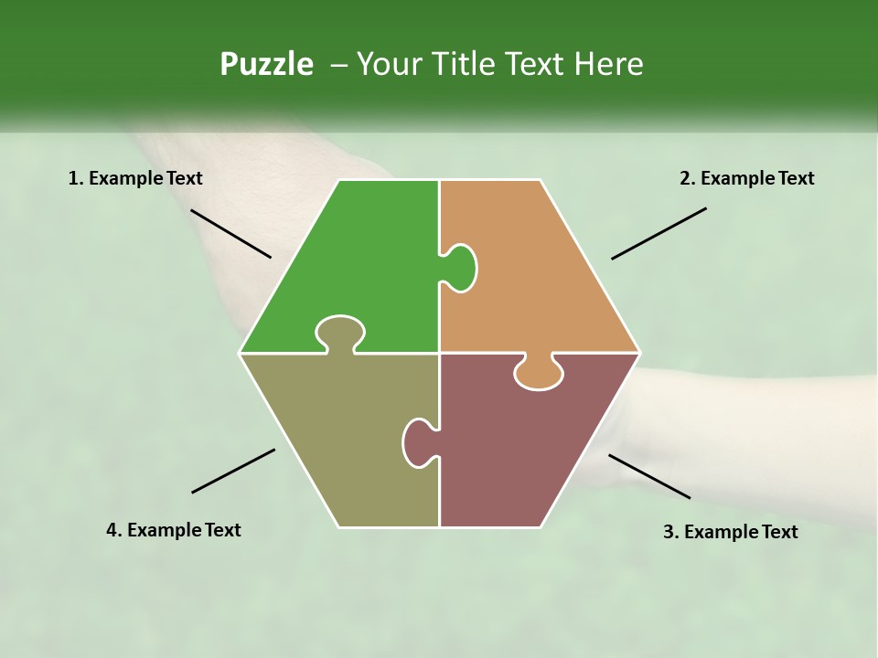 A Man Holding A Small Child's Hand In Front Of A Green Field PowerPoint Template