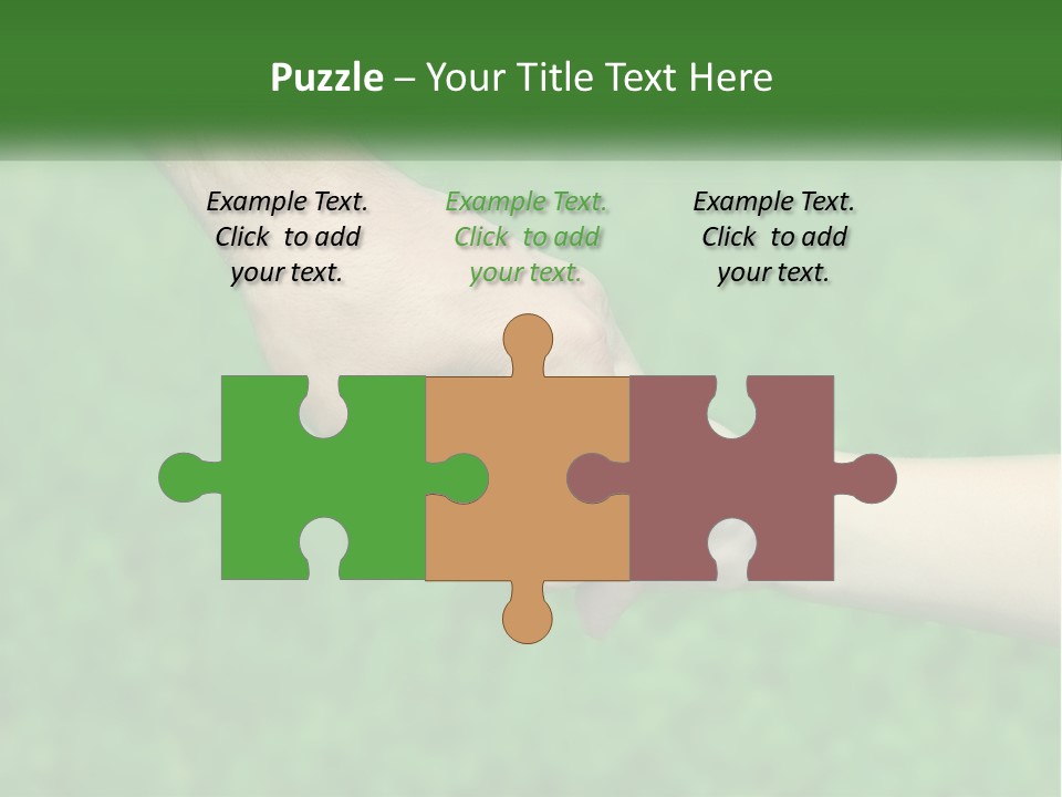 A Man Holding A Small Child's Hand In Front Of A Green Field PowerPoint Template