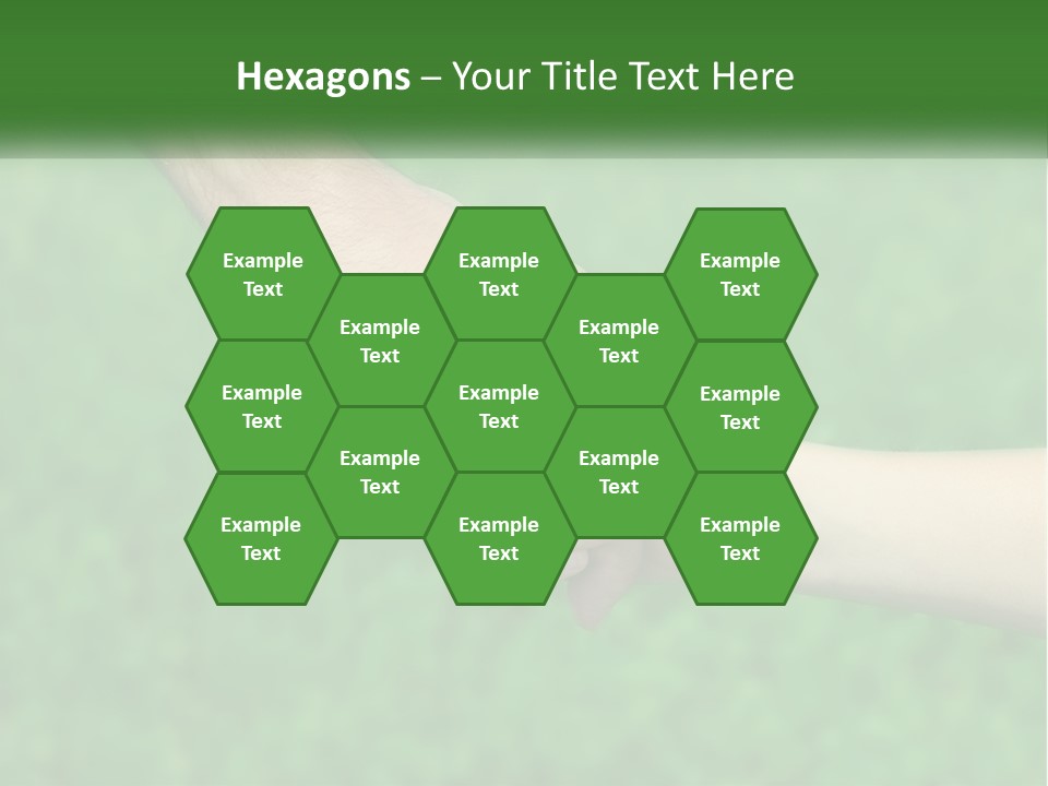 A Man Holding A Small Child's Hand In Front Of A Green Field PowerPoint Template