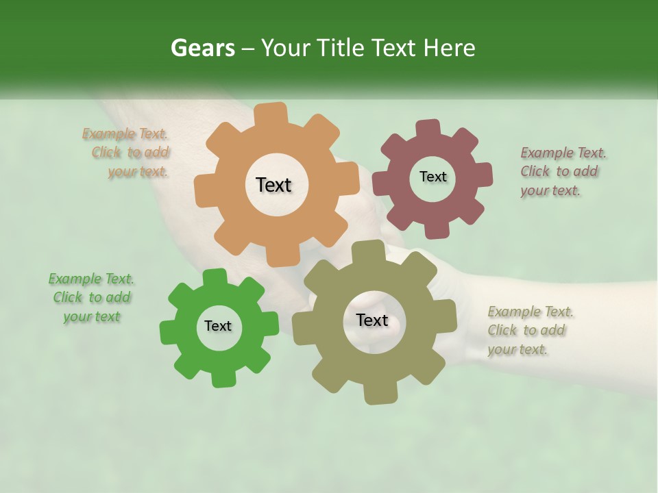 A Man Holding A Small Child's Hand In Front Of A Green Field PowerPoint Template