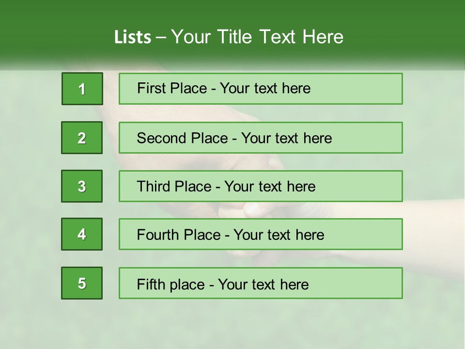 A Man Holding A Small Child's Hand In Front Of A Green Field PowerPoint Template