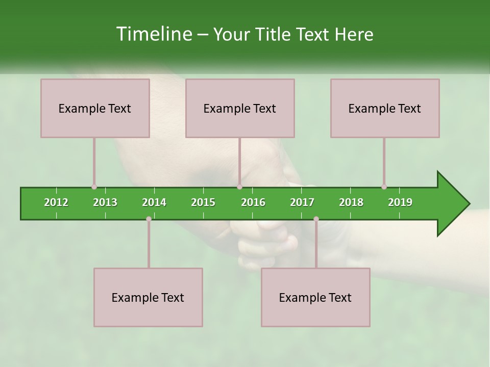 A Man Holding A Small Child's Hand In Front Of A Green Field PowerPoint Template