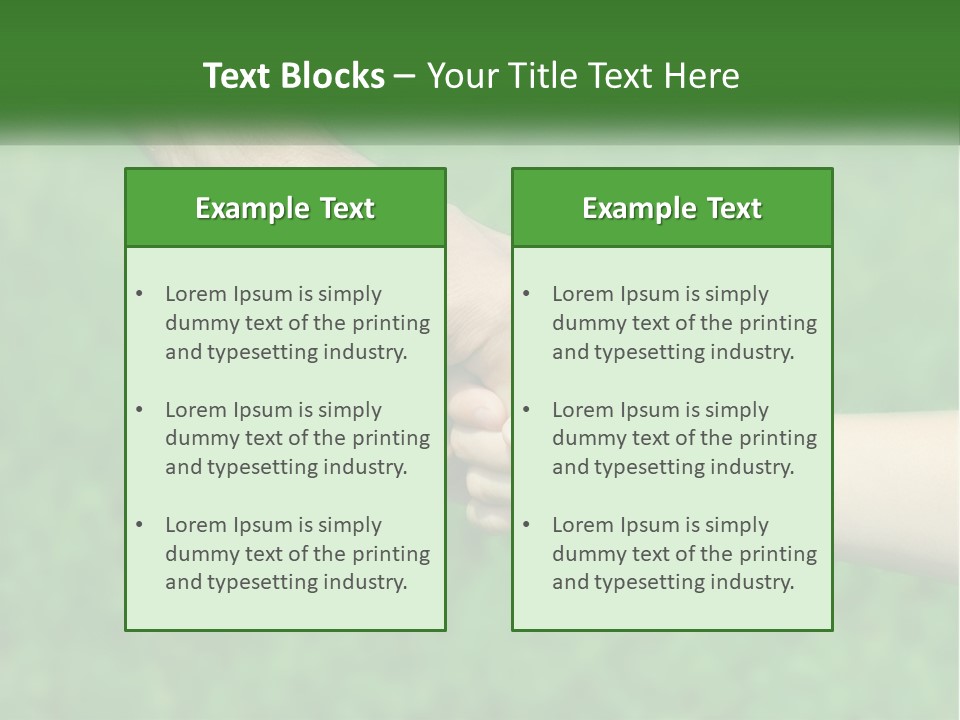A Man Holding A Small Child's Hand In Front Of A Green Field PowerPoint Template