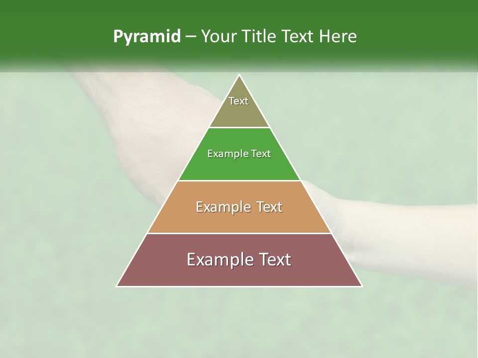 A Man Holding A Small Child's Hand In Front Of A Green Field PowerPoint Template