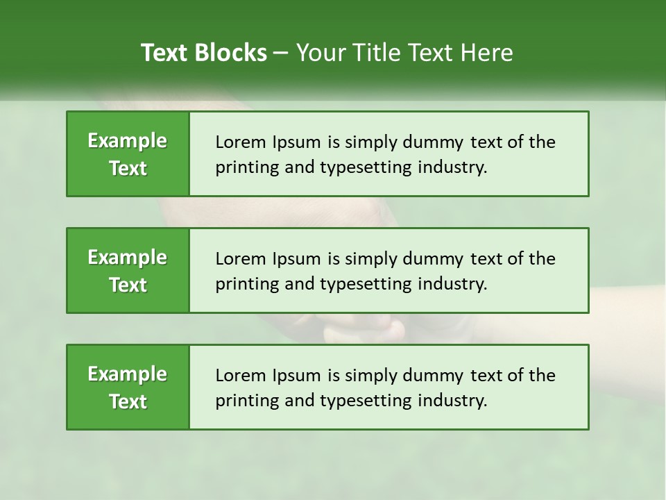 A Man Holding A Small Child's Hand In Front Of A Green Field PowerPoint Template