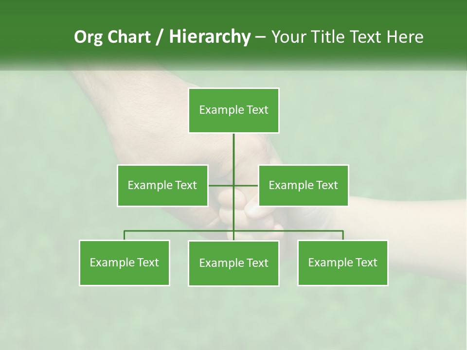 A Man Holding A Small Child's Hand In Front Of A Green Field PowerPoint Template