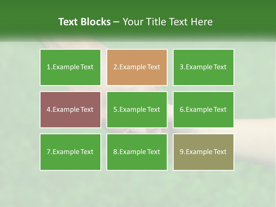 A Man Holding A Small Child's Hand In Front Of A Green Field PowerPoint Template