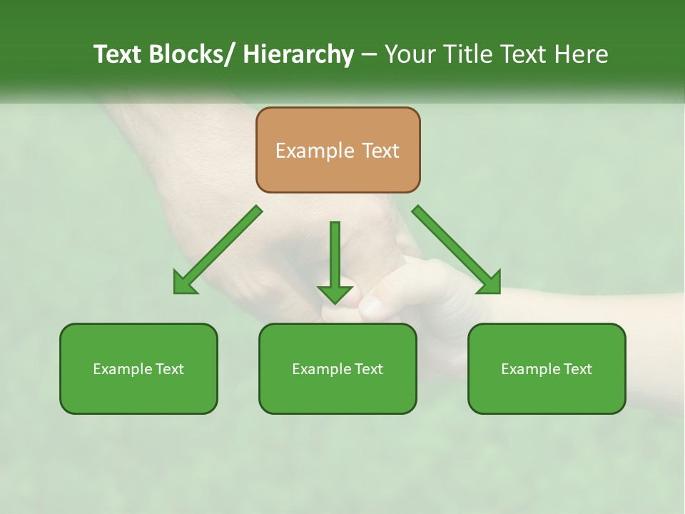 A Man Holding A Small Child's Hand In Front Of A Green Field PowerPoint Template