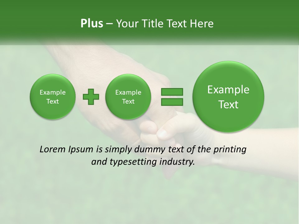 A Man Holding A Small Child's Hand In Front Of A Green Field PowerPoint Template