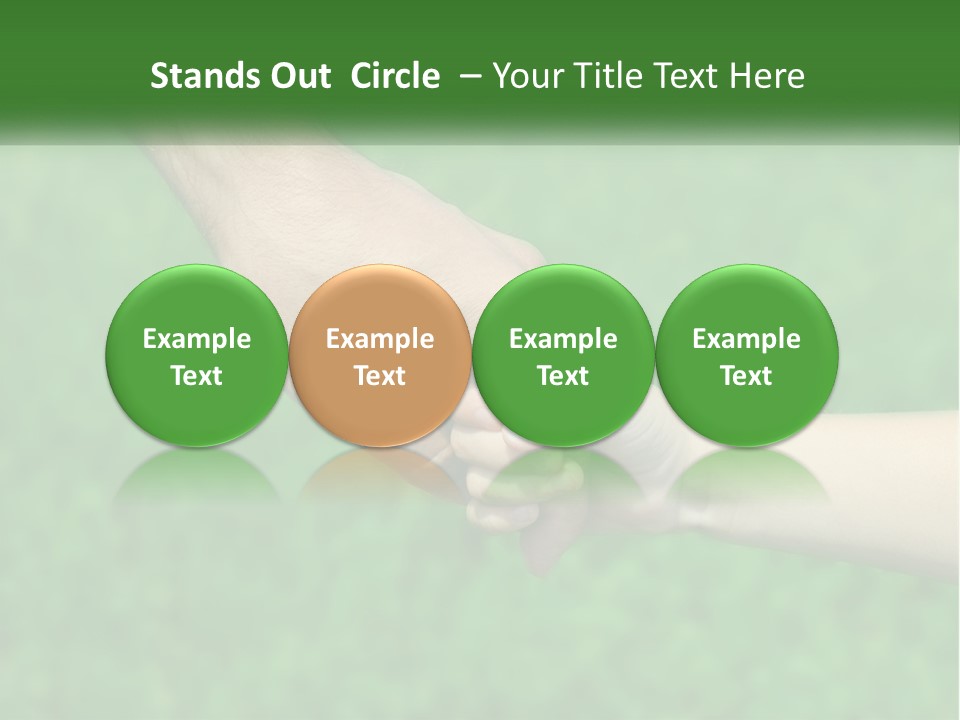 A Man Holding A Small Child's Hand In Front Of A Green Field PowerPoint Template