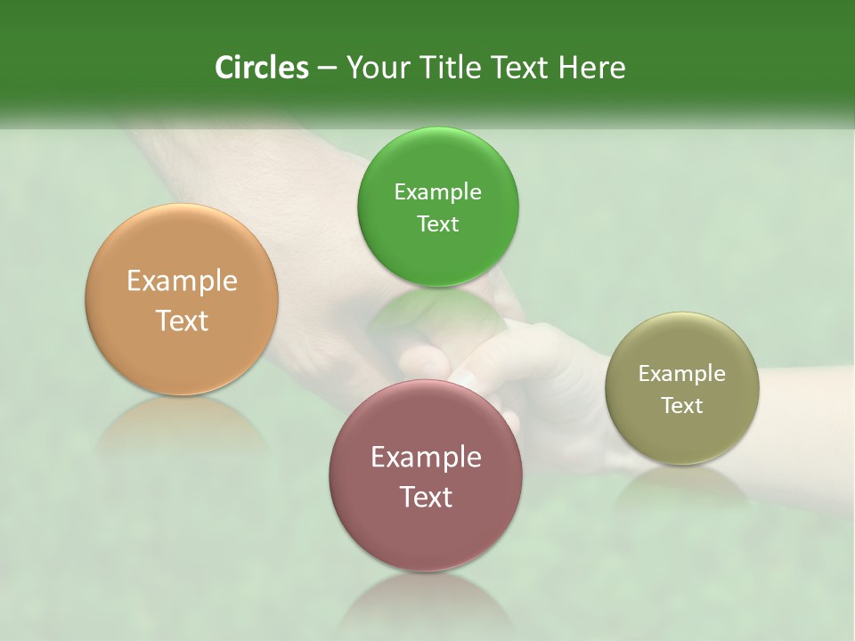 A Man Holding A Small Child's Hand In Front Of A Green Field PowerPoint Template