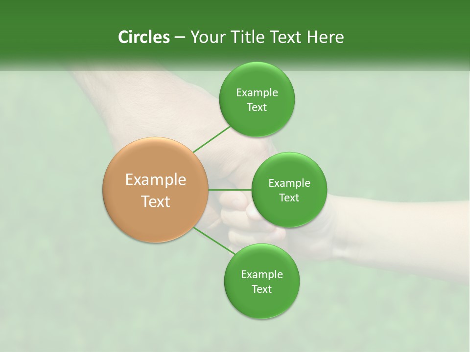 A Man Holding A Small Child's Hand In Front Of A Green Field PowerPoint Template