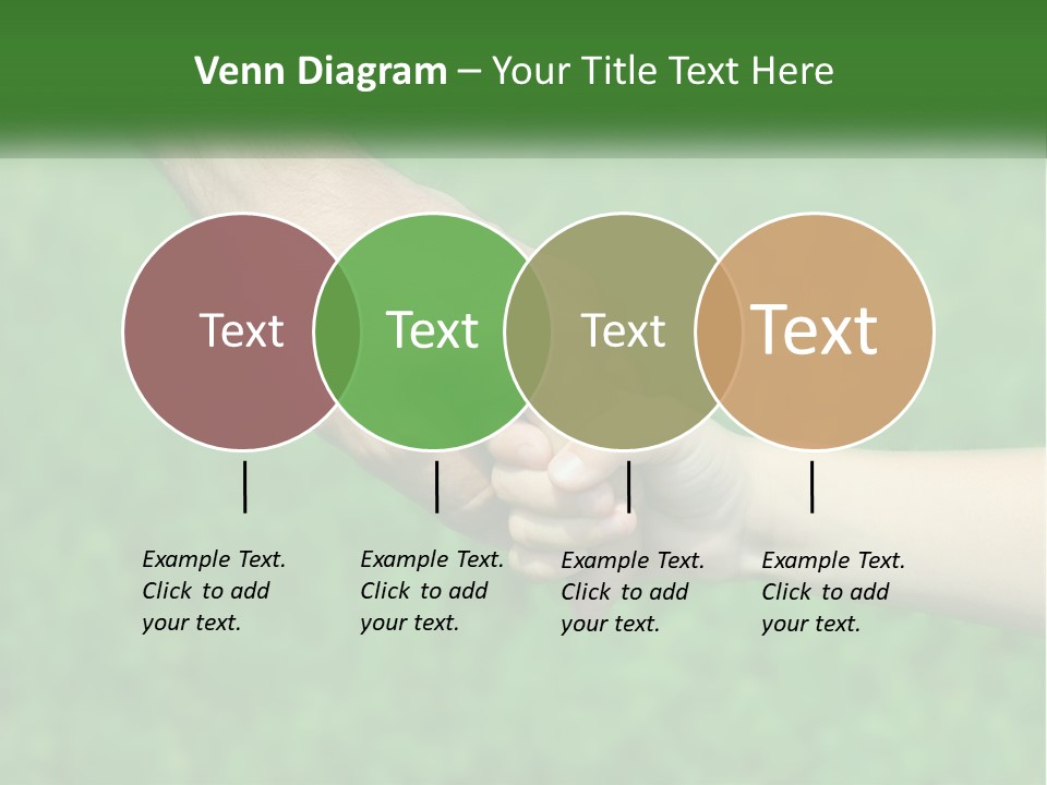 A Man Holding A Small Child's Hand In Front Of A Green Field PowerPoint Template