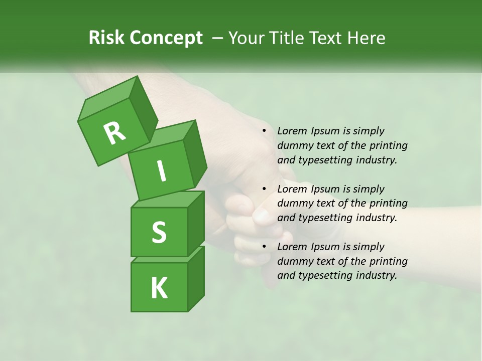 A Man Holding A Small Child's Hand In Front Of A Green Field PowerPoint Template