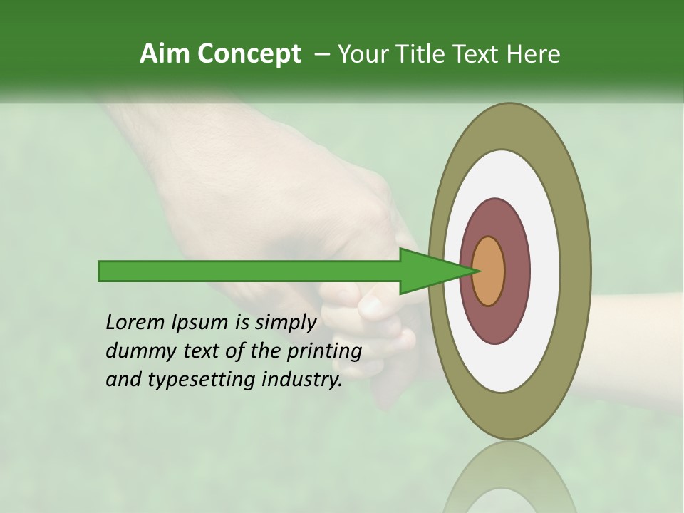 A Man Holding A Small Child's Hand In Front Of A Green Field PowerPoint Template