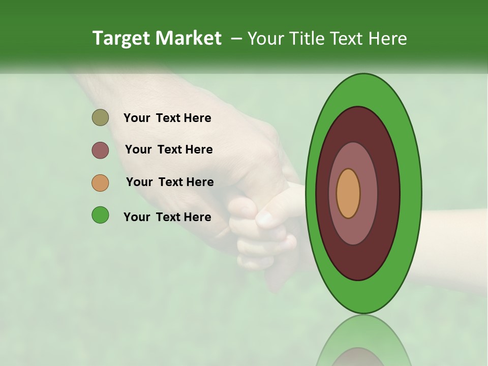 A Man Holding A Small Child's Hand In Front Of A Green Field PowerPoint Template