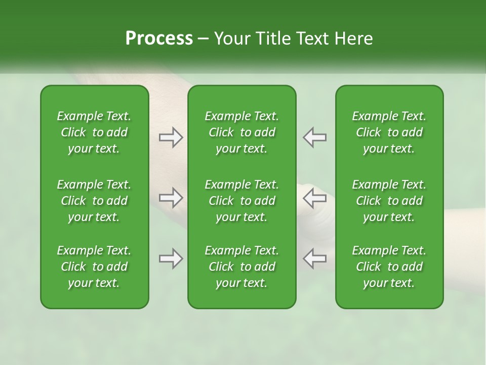 A Man Holding A Small Child's Hand In Front Of A Green Field PowerPoint Template