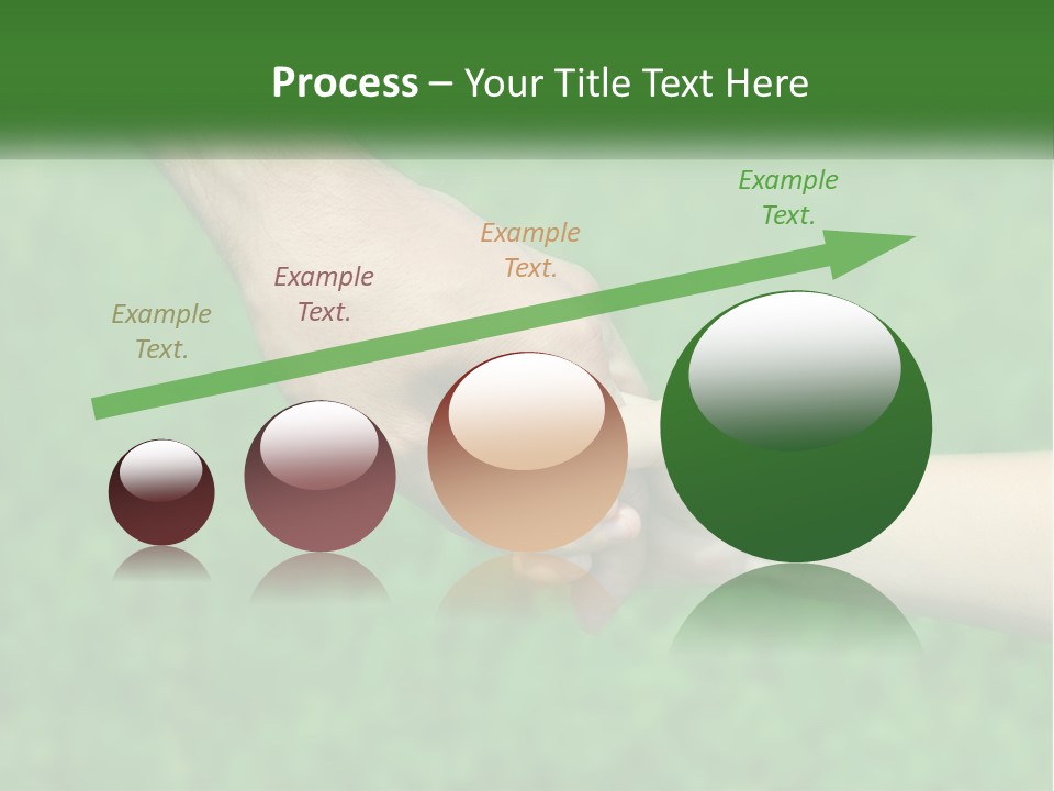 A Man Holding A Small Child's Hand In Front Of A Green Field PowerPoint Template