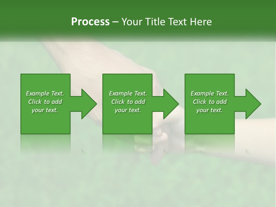 A Man Holding A Small Child's Hand In Front Of A Green Field PowerPoint Template